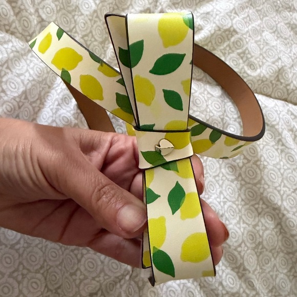 Kate Spade Lemon Print Belt - Yellow and Green - Picture 2 of 6